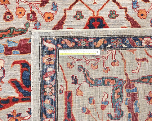 9x12 Gray Aryana Afghan Hand Knotted Veg Dye Wool Area Rug